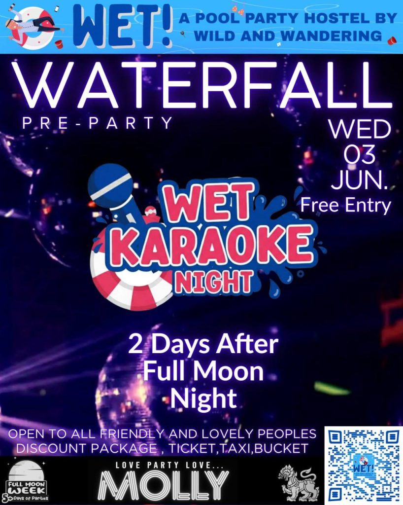 WATERFALL PRE-PARTY: WET KARAOKE NIGHT at WET! A Pool Party Hostel by Wild and Wandering