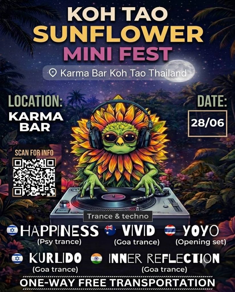 KOH TAO SUNFLOWER MINI FEST at KARMA BAR
