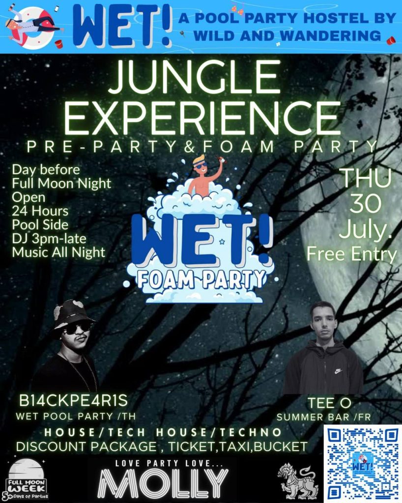 JUNGLE EXPERIENCE PRE-PARTY & FOAM PARTY at WET! A Pool Party Hostel